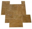 French Pattern Gold Brushed & Chiseled Travertine Tiles