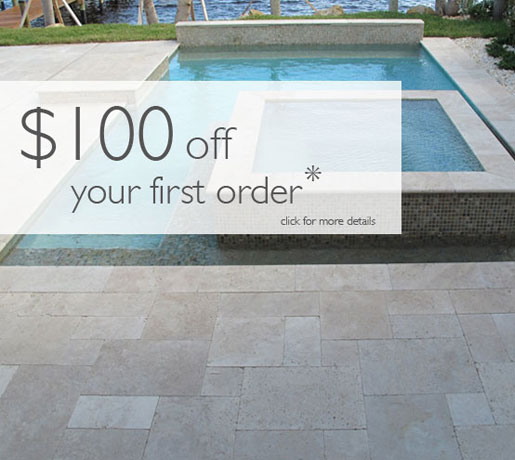 Take $100 off, travertine pavers, travertine promotion, travertine tiles