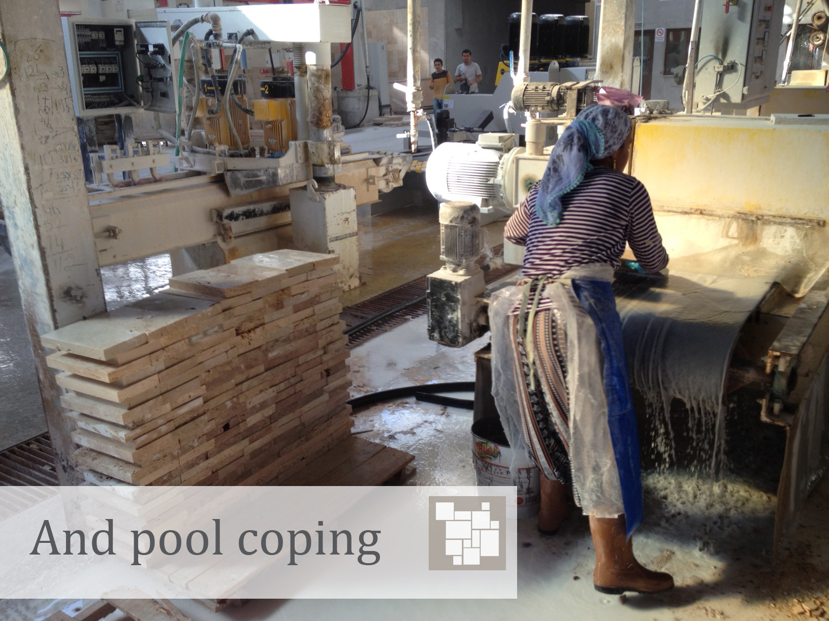 Travertine Pool Coping Fabrication