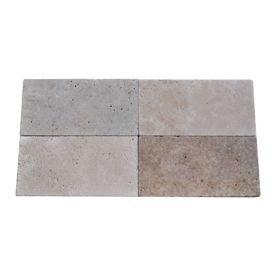 Premium Select 6×12 Ivory Swirl® Tumbled Travertine Pavers